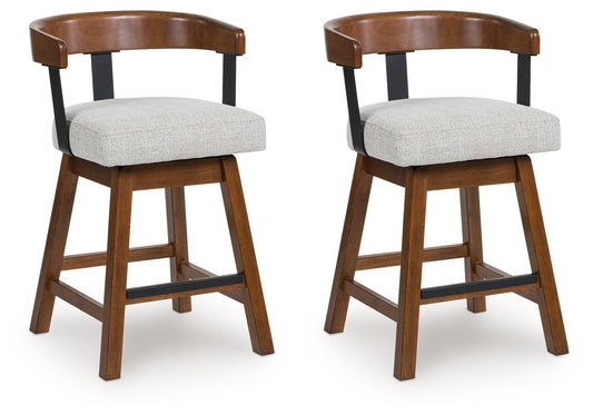 Ralene - Medium Brown - Upholstered Swivel Barstool (Set of 2)