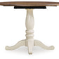 Wirloni - Round Dining Room Drop Leaf Table - Antique White / Brown - Fraser Furniture & Mattresses