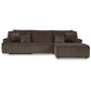 Top Tier - 3-Piece Sectional Reclining Sofa With Right-Arm Facing Press Back Chaise - Chocolate