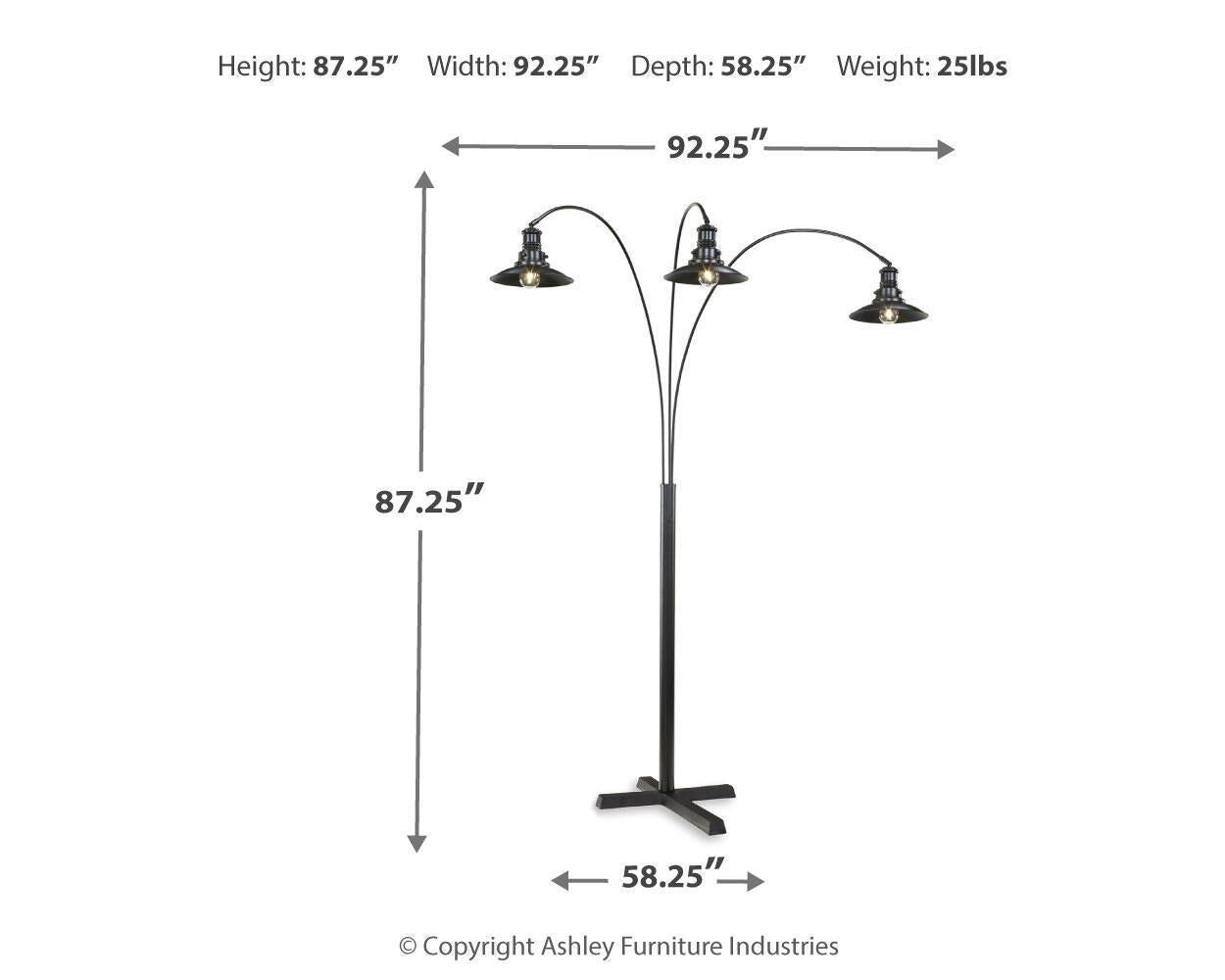 Sheriel - Metal Arc Lamp  - Black - Fraser Furniture & Mattresses