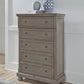 Lettner - Light Gray - Five Drawer Chest - 2-handles