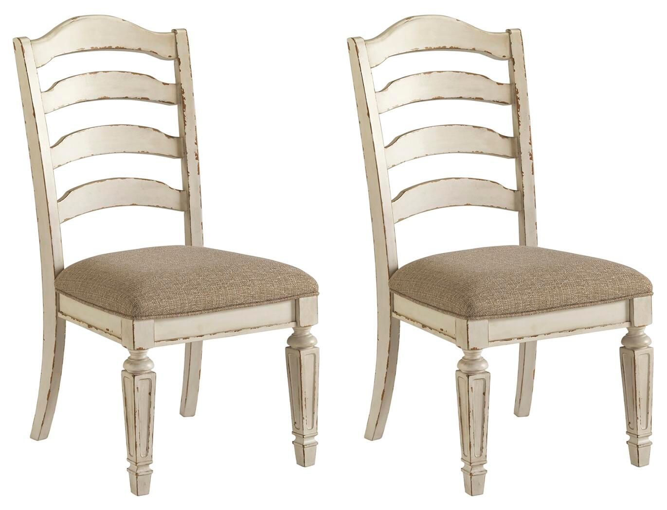 Realyn - Dining UPH Side Chair (Set of 2) - Ladderback - Chipped White - Fraser Furniture & Mattresses