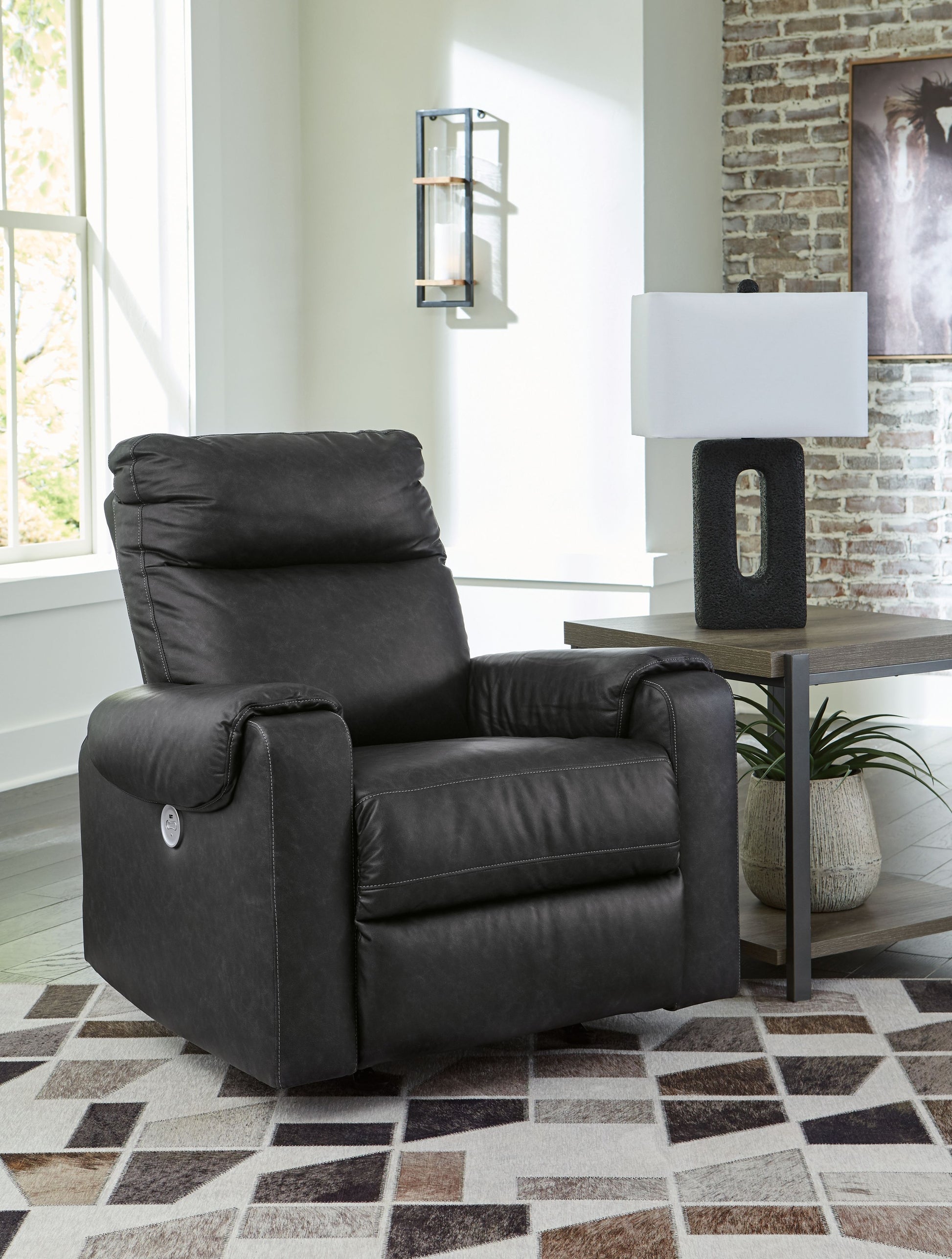 Axtellton - Carbon - Power Rocker Recliner - Faux Leather