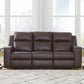 Lavenhorne - Granite - Reclining Sofa W/ Drop Down Table - Faux Leather