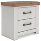 Savonport - Two Drawer Night Stand - White / Brown