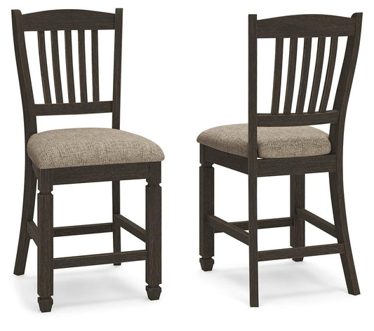 Tyler Creek - Upholstered Barstool (Set of 2) - Black / Grayish Brown - Fraser Furniture & Mattresses