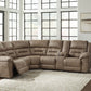 Ravenel - Fossil - 3-Piece Power Reclining Sectional With Raf Power Reclining Loveseat With Console - Faux Leather