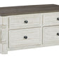 Havalance - White / Gray - Lift Top Cocktail Table With Storage Drawers