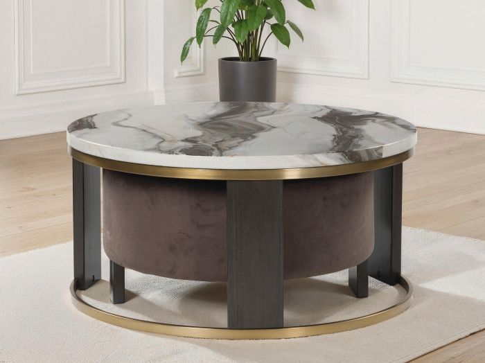 Jazmore - Brown / Brass Finish - Nesting Cocktail Tables (Set of 2)