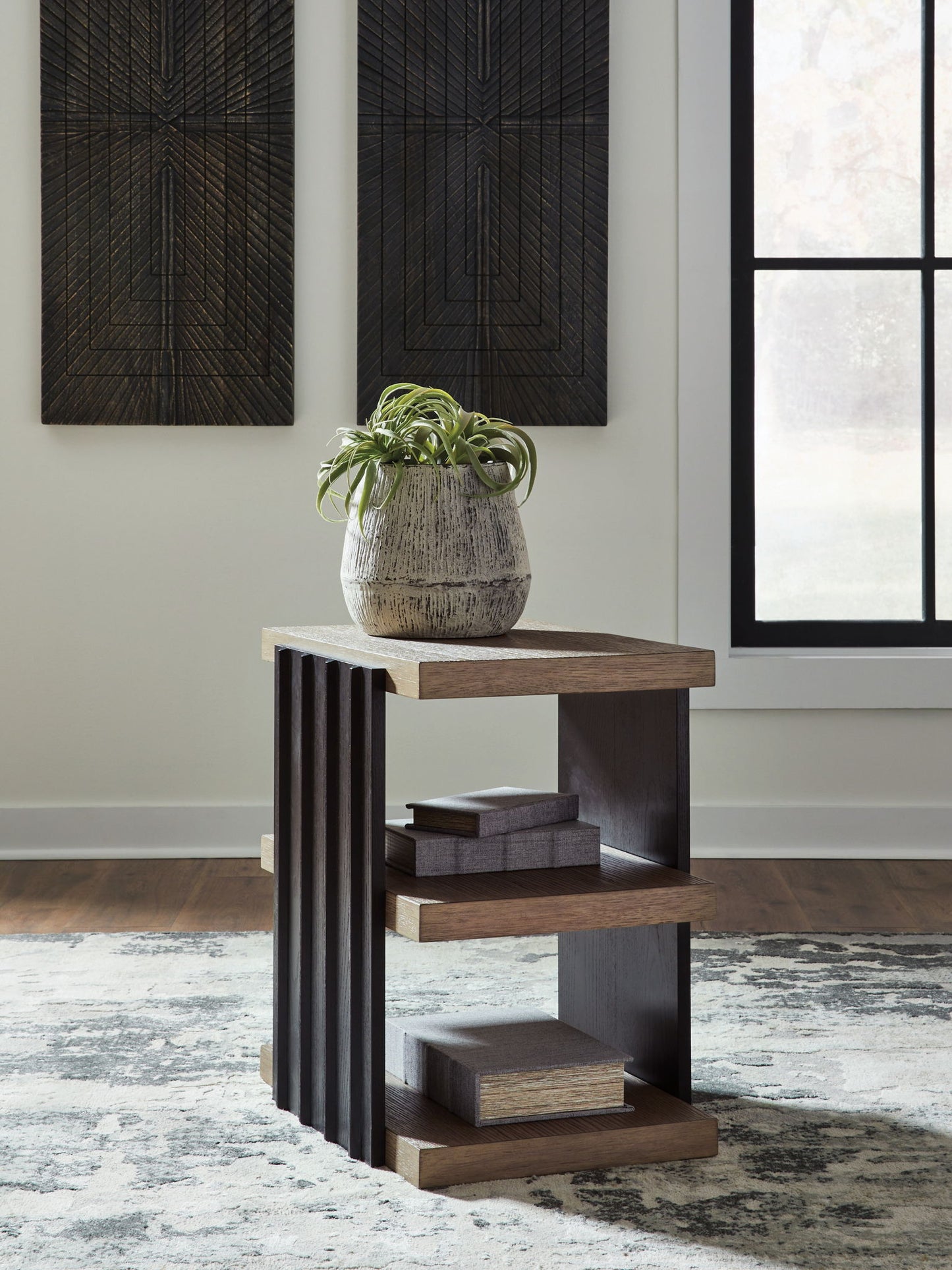 Rylandyn - Rectangular End Table - Black / Light Brown - Fraser Furniture & Mattresses