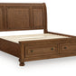 Zackaryn - King Sleigh Storage Bed - Warm Brown