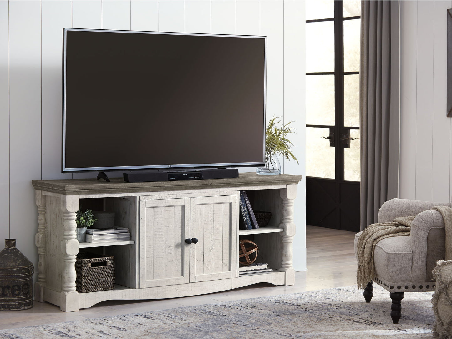 Havalance - Extra Large TV Stand - 2 Doors - Brown / Beige - Fraser Furniture & Mattresses