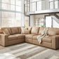 Bandon - Toffee - 3-Piece Sectional With Raf Loveseat - Leather Match