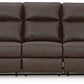 Lavenhorne - Granite - Reclining Sofa W/ Drop Down Table - Faux Leather