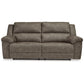 Laresview - Fossil - 2 Seat Reclining Sofa - Faux Leather