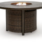 Monterey Point - Round Fire Pit Table - Dark Brown