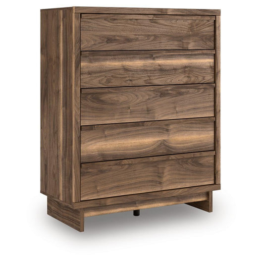 Chirason - Brown - Five Drawer Wide Chest