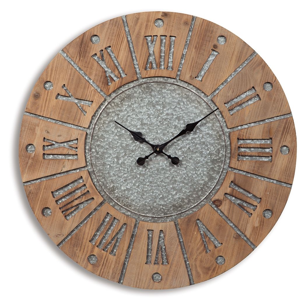 Payson - Wall Clock - Antique Gray / Natural - Fraser Furniture & Mattresses