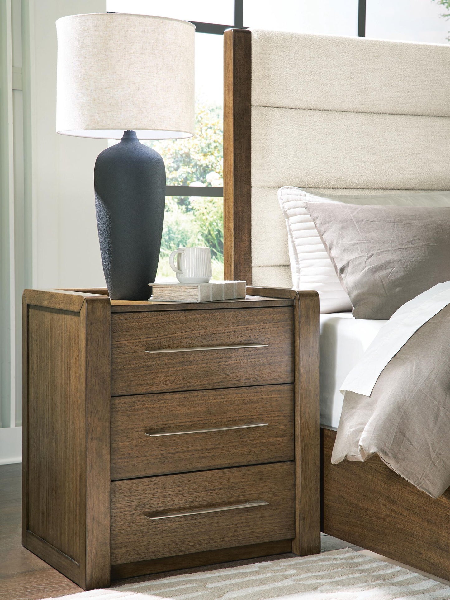Marxmore - Three Drawer Night Stand - Brown - Fraser Furniture & Mattresses