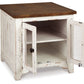 Wystfield - Rectangular End Table - 2 Doors - White / Brown