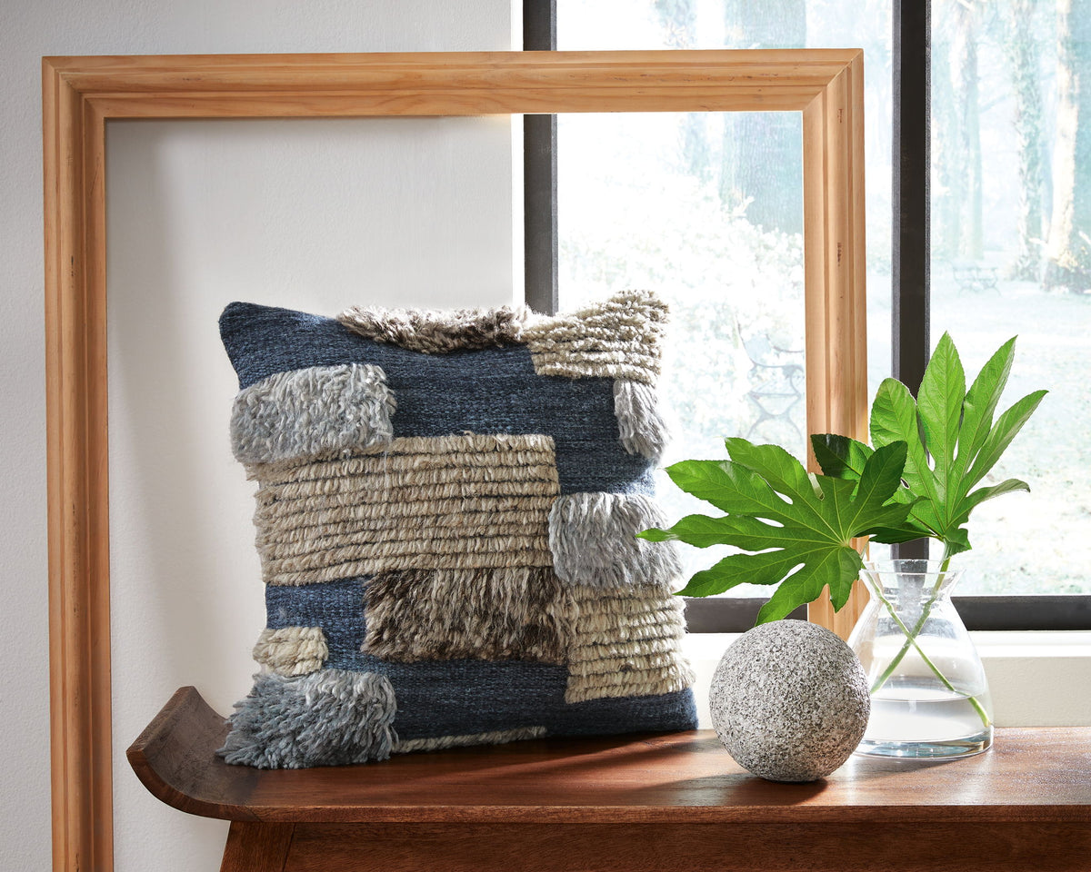Gibbend - Pillow (Set of 4) - Blue / Gray / White