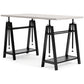 Bayflynn - White / Black - Adjustable Height Desk