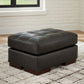 Luigi - Ottoman - Leather Match - Thunder