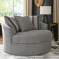 Creston Heights - Oversized Swivel Accent Chair - Smolder