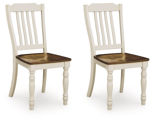 Wirloni - Dining Room Side Chair (Set of 2) - Antique White / Brown - Fraser Furniture & Mattresses
