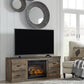 Trinell - Brown - TV Stand With Electric Fireplace