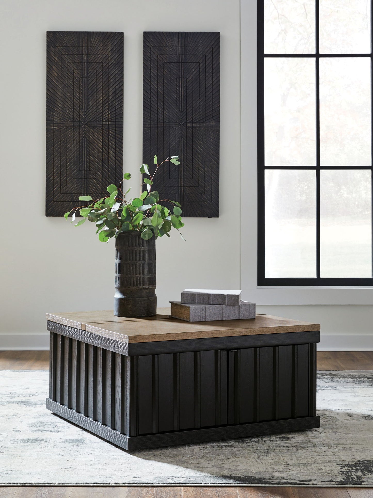 Rylandyn - Lift Top Cocktail Table - Black / Light Brown - Fraser Furniture & Mattresses