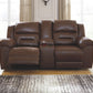 Stoneland - Chocolate - Dbl Power Reclining Loveseat With Console - Faux Leather