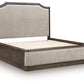 Wickenger - King Upholstered Panel Bed - Dark Brown