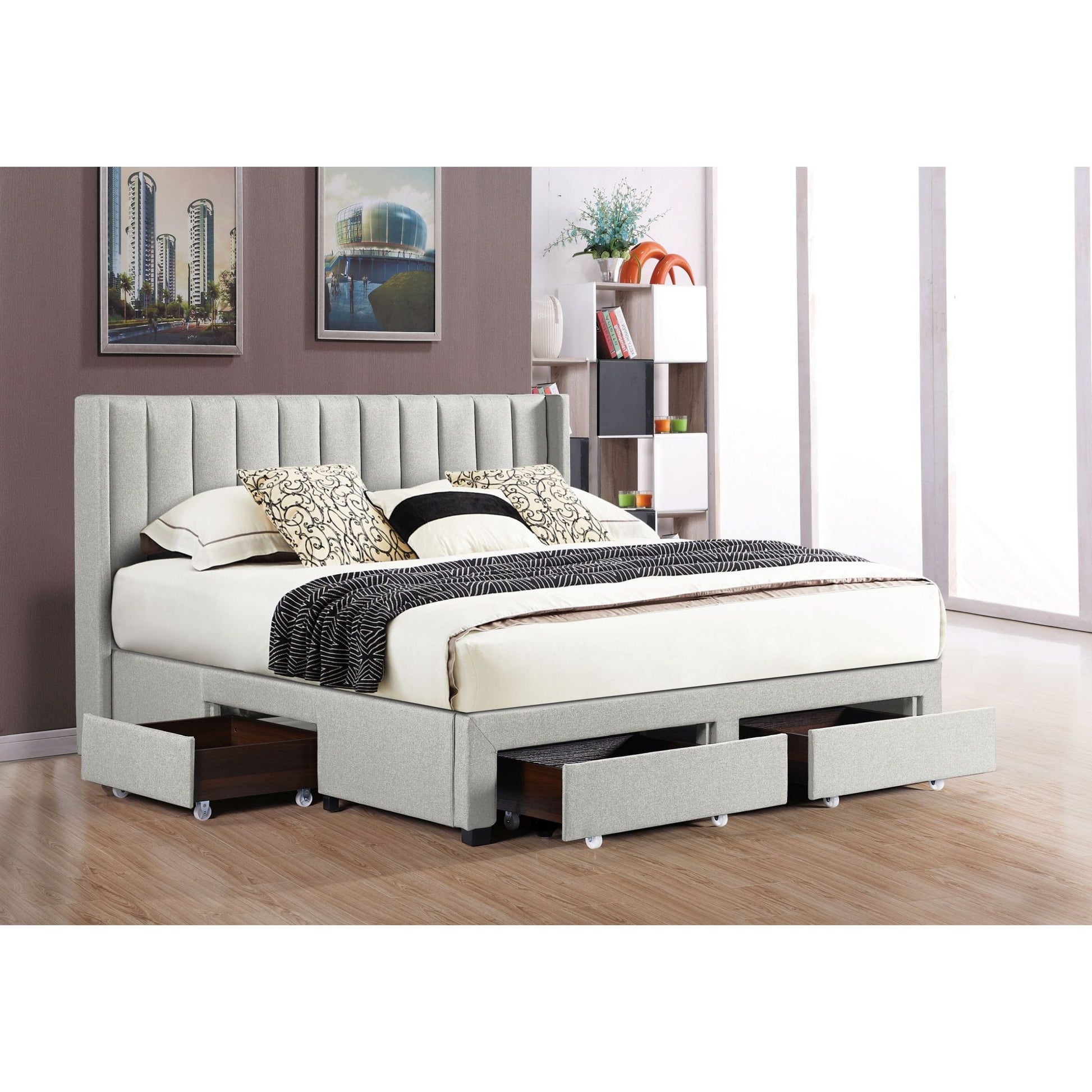 ADELLE UPHOLSTERED STORAGE BED - BIEGE