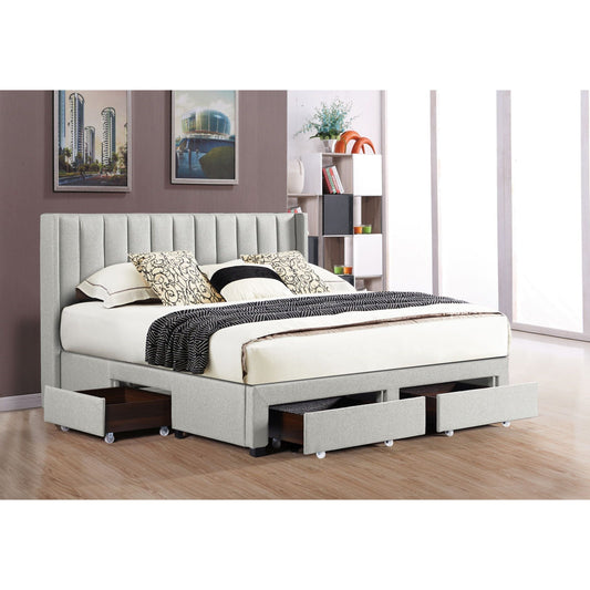 ADELLE UPHOLSTERED STORAGE BED - BIEGE