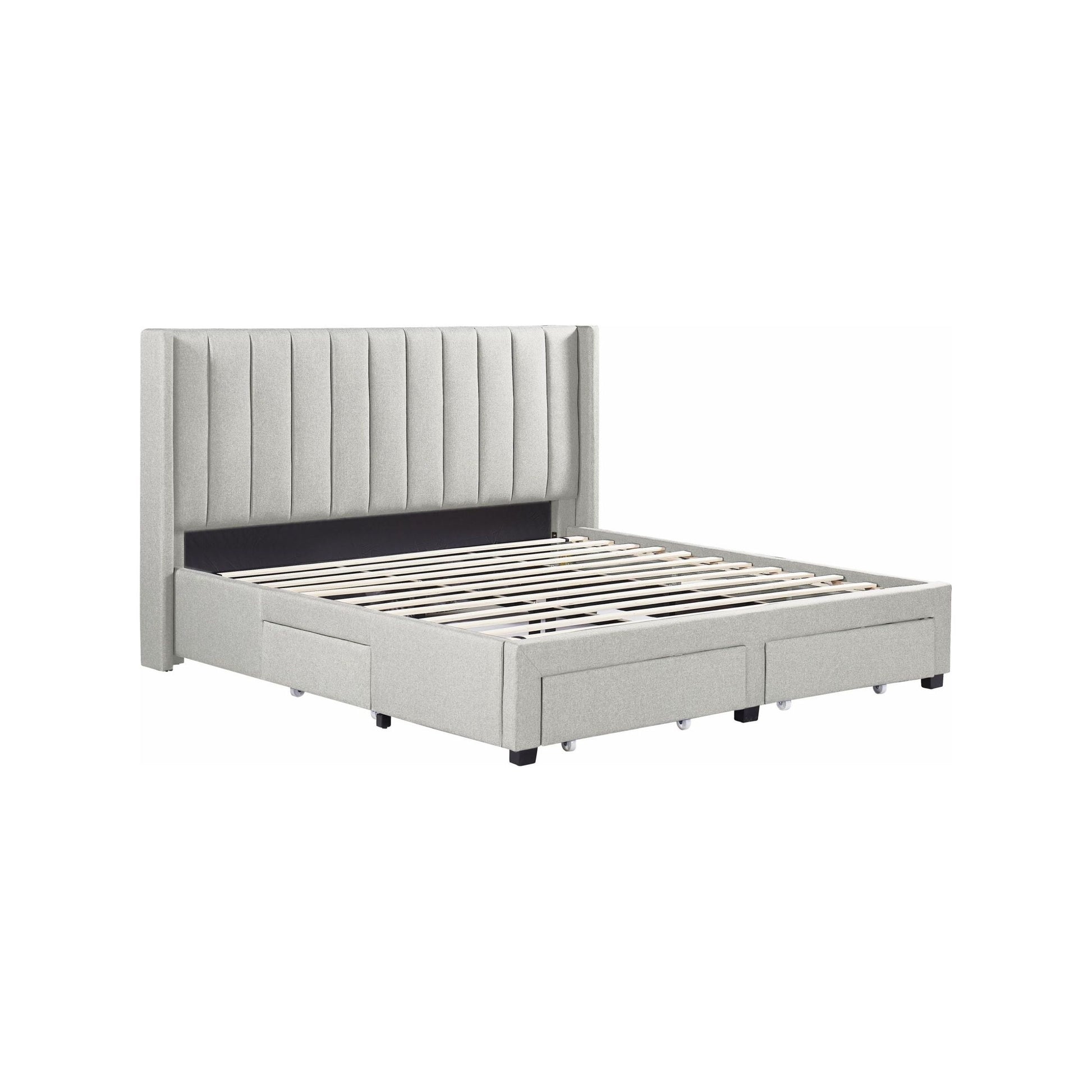 ADELLE UPHOLSTERED STORAGE BED - BIEGE