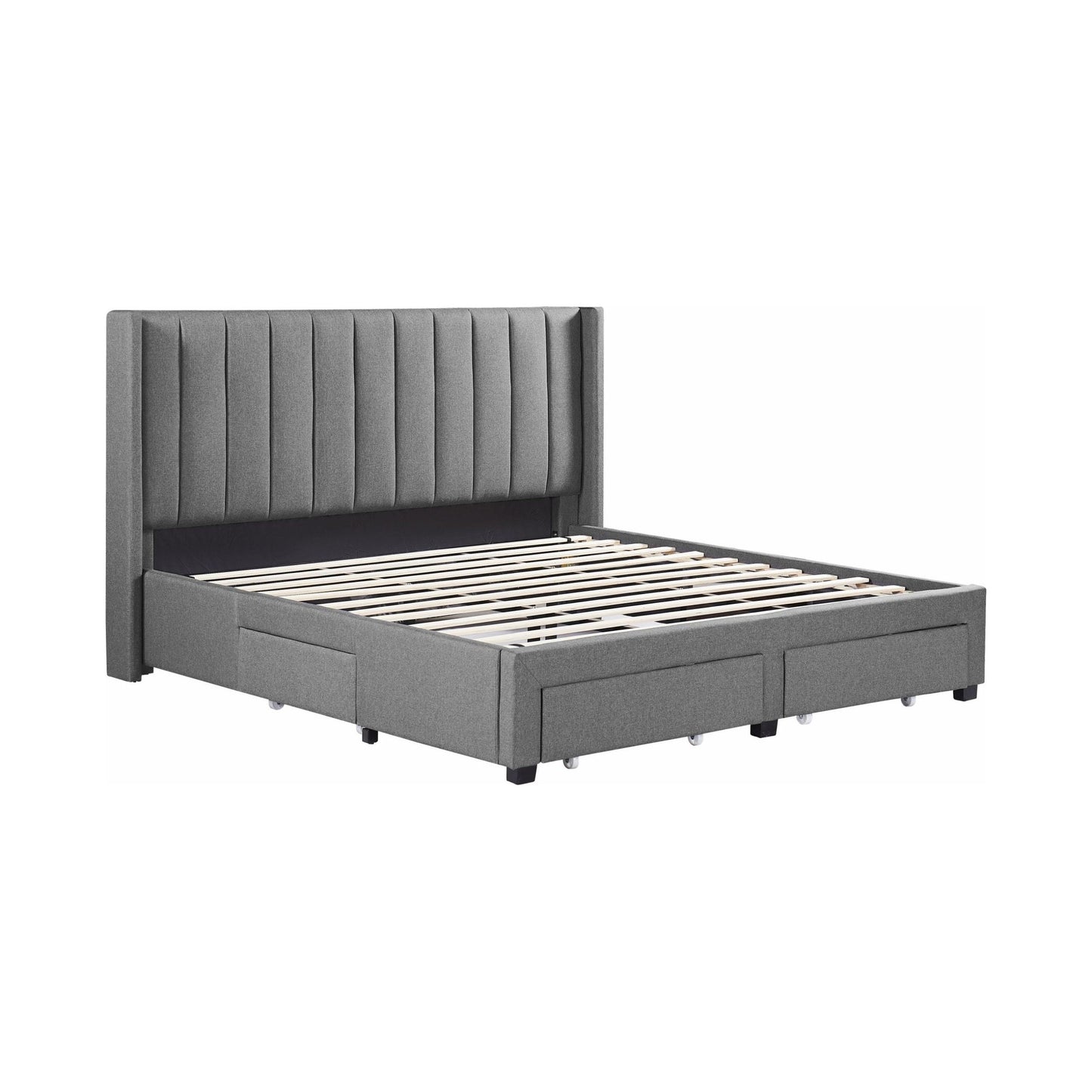 ADELLE UPHOLSTERED STORAGE BED - GREY/BEIGE