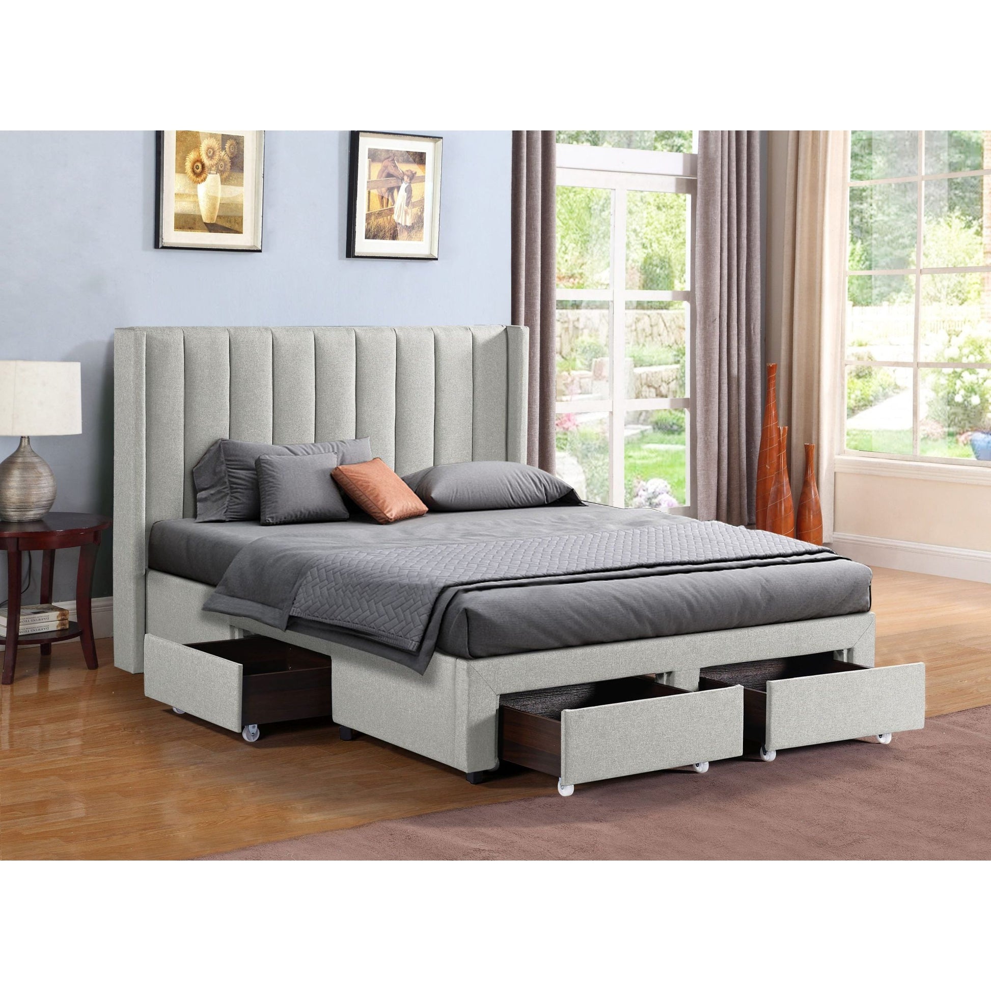 ADELLE UPHOLSTERED STORAGE BED - BIEGE