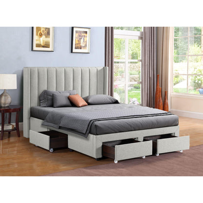 ADELLE UPHOLSTERED STORAGE BED - GREY/BEIGE