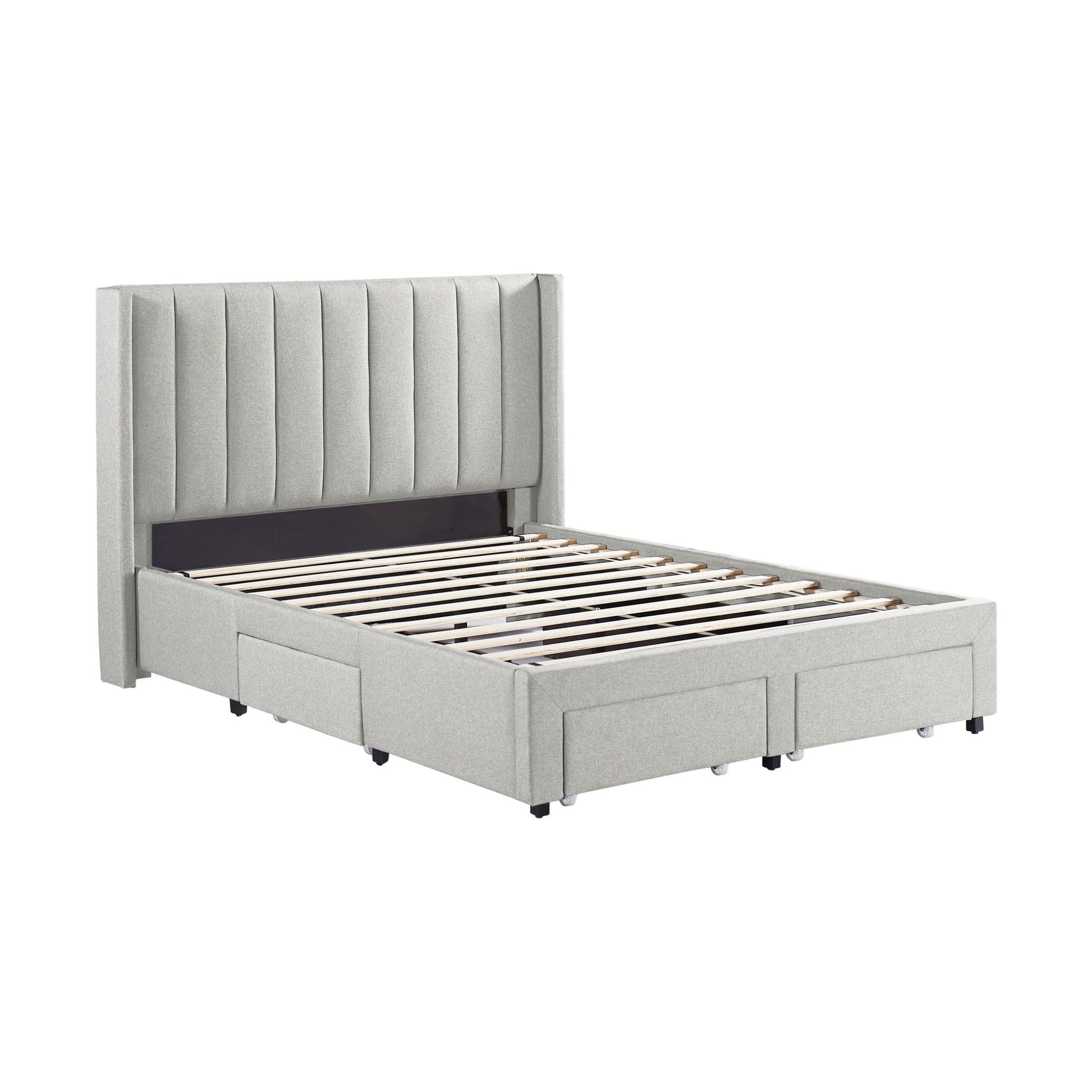 ADELLE UPHOLSTERED STORAGE BED - BIEGE