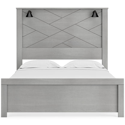 COTTONBURG PANEL BED WITH LIGHTS - GRAY