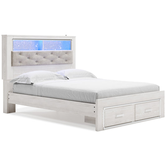 ALTYRA UPHOLSTERED BOOKCASE BED WITH STORAGE