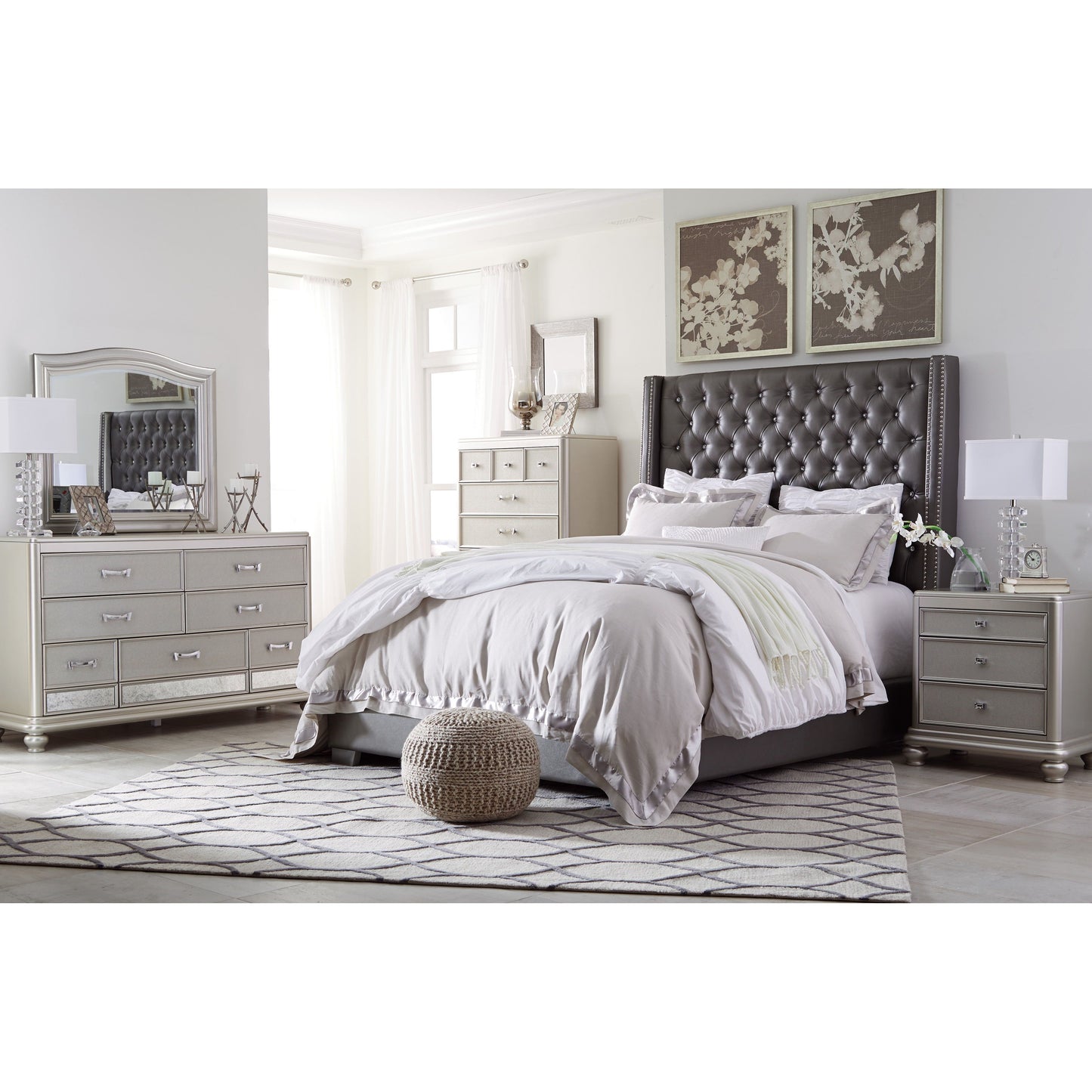 CORALAYNE UPHOLSTERED BED - GRAY