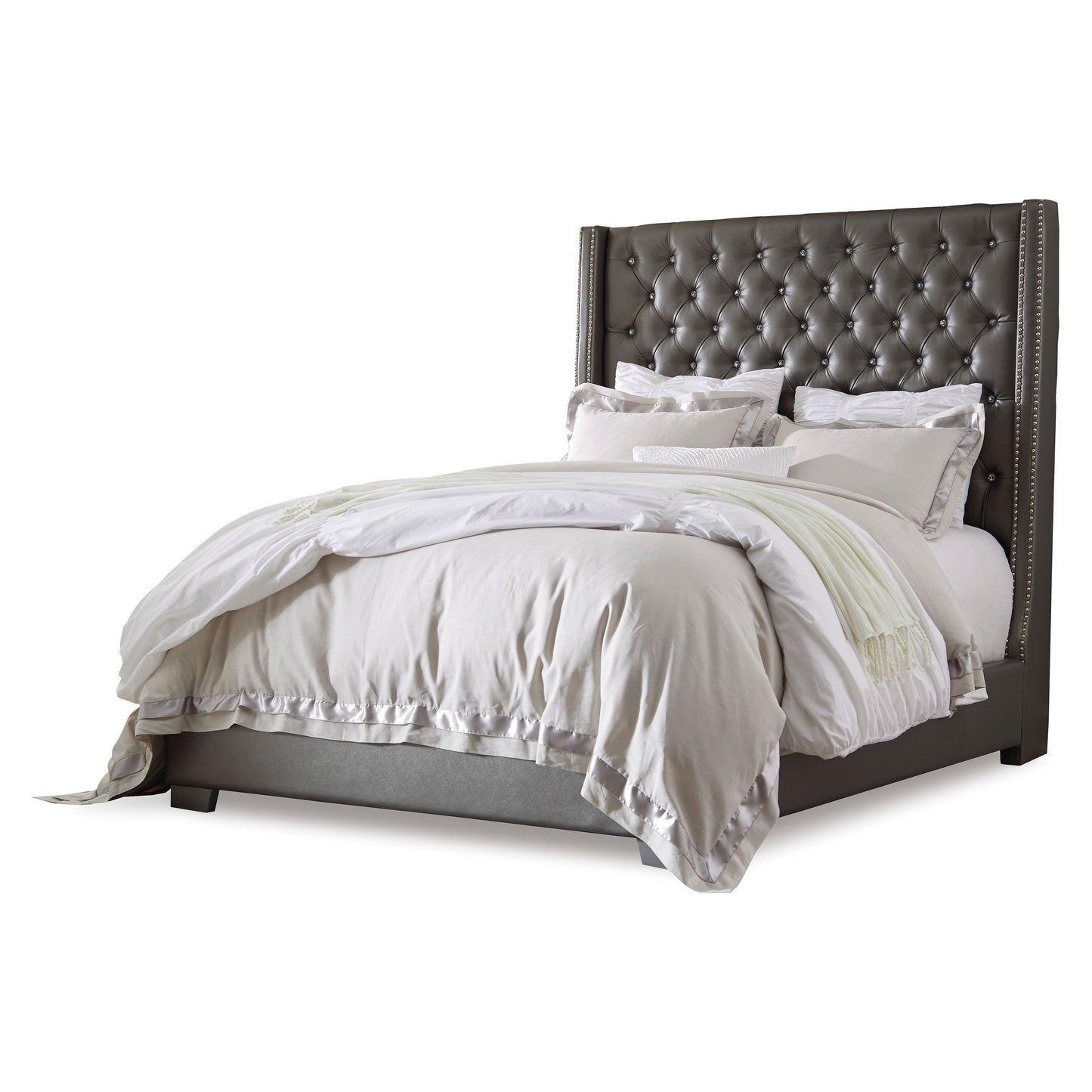 CORALAYNE UPHOLSTERED BED - GRAY