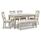 PARELLEN DINING SET - 4 CHAIRS, TABLE & BENCH