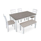 STONEHOLLOW DINING SET - TABLE, 4 CHAIRS & BENCH