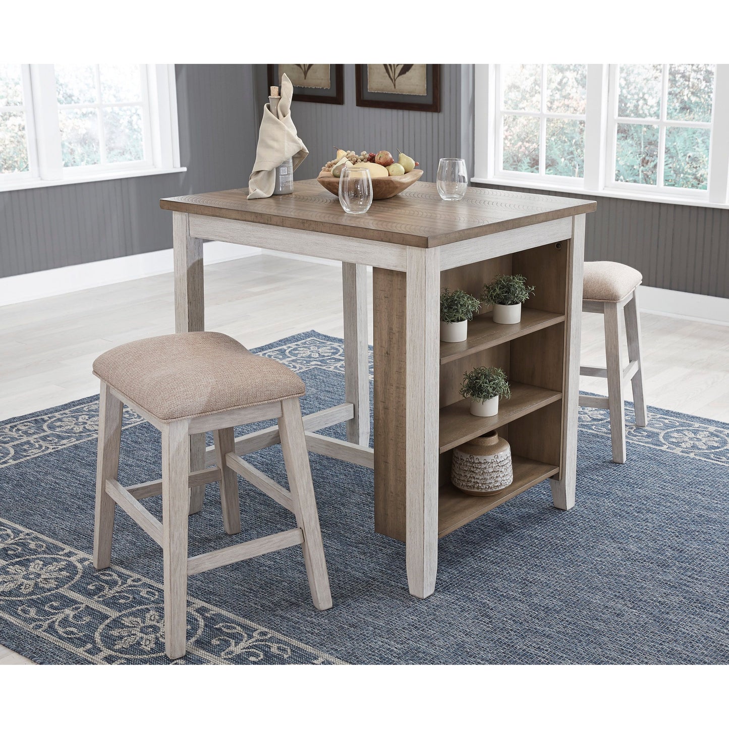 SKEMPTON COUNTER HEIGHT DINING TABLE AND BAR STOOLS (SET OF 3)