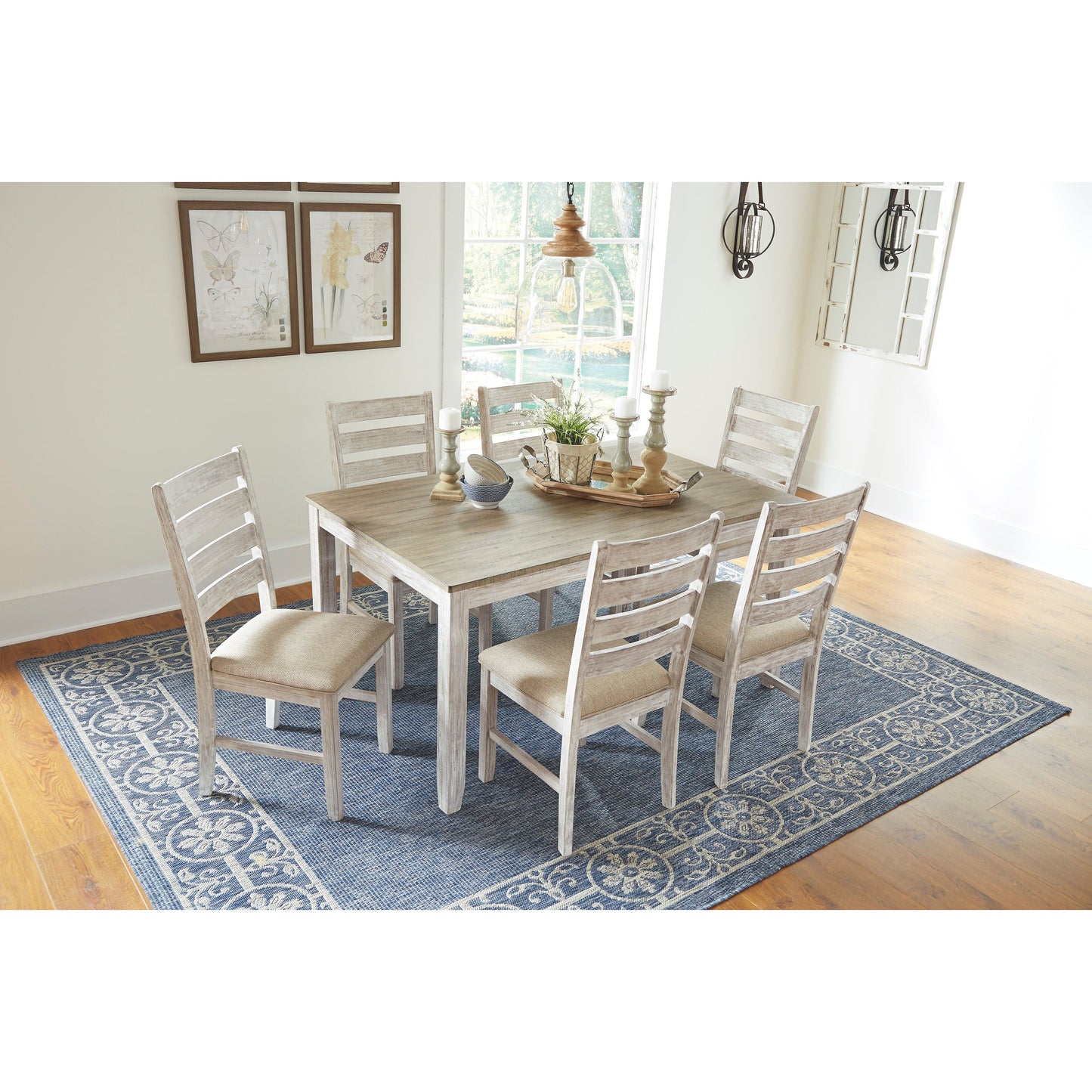 SKEMPTON DINING SET - 6 CHAIRS AND TABLE