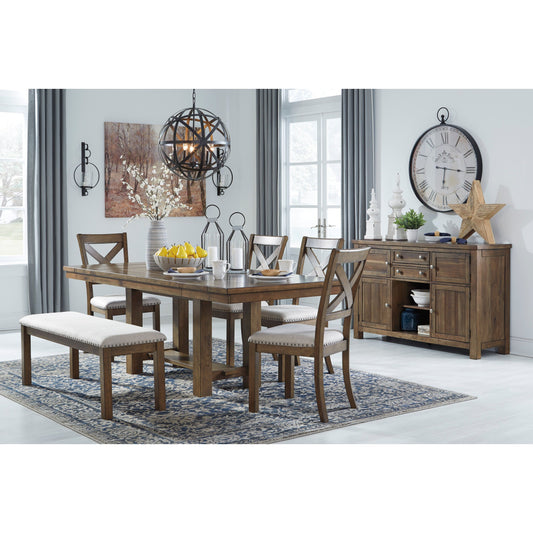 MORIVILLE DINING SET - TABLE/ 4 CHAIRS & BENCH
