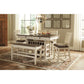 BOLANBURG COUNTER HEIGHT DINING TABLE - TABLE, 4 CHAIRS AND BENCH